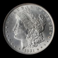 A United States 1881 Morgan Silver Dollar Coin