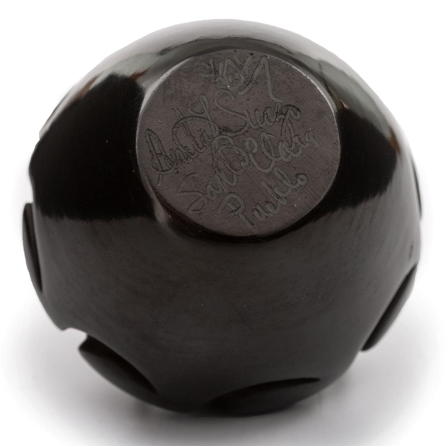 Deeply Carved Blackware Vase, with Avanyu AND Carved Blackware Jar