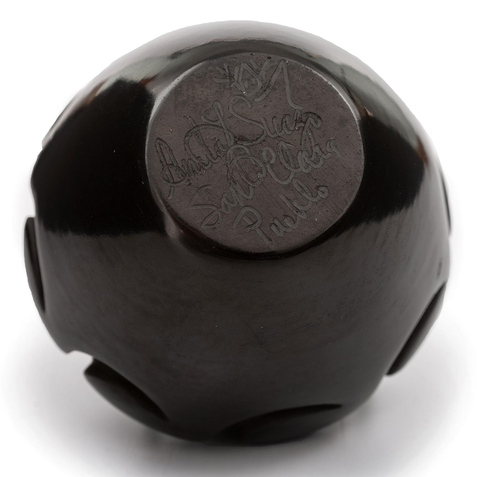 Deeply Carved Blackware Vase, with Avanyu AND Carved Blackware Jar