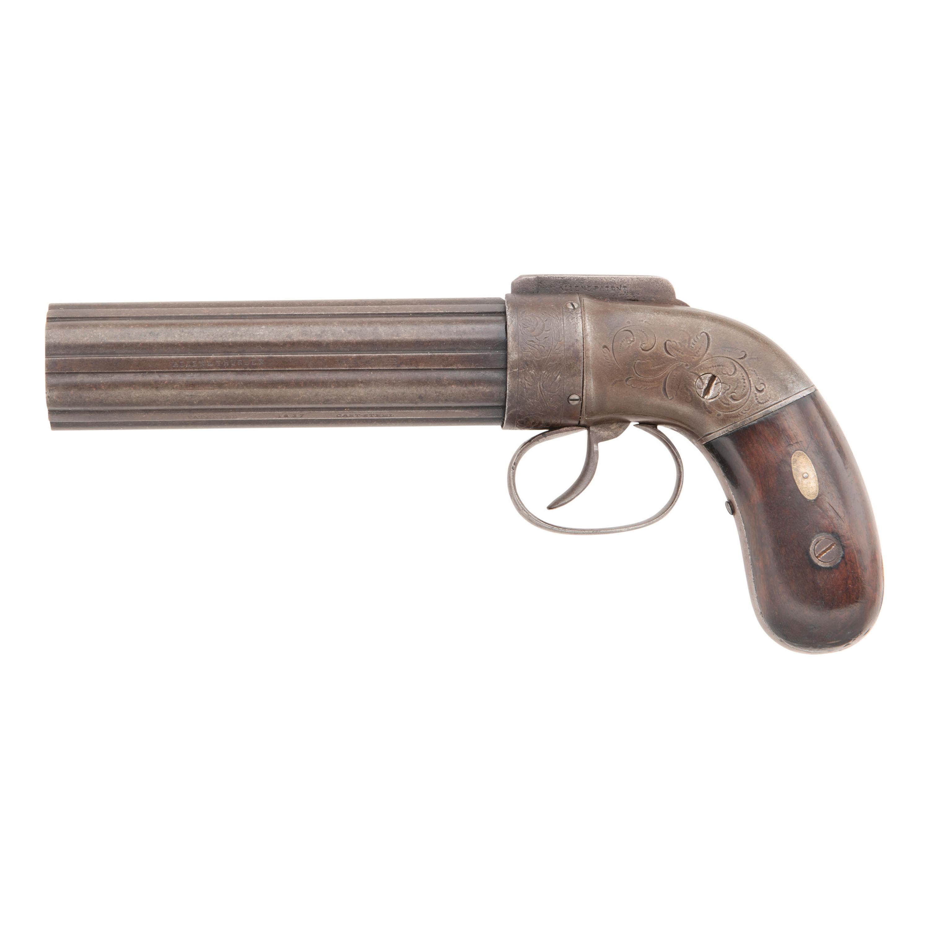 Early Transition Dragoon Sized Cased Allen & Thurber Pepperbox