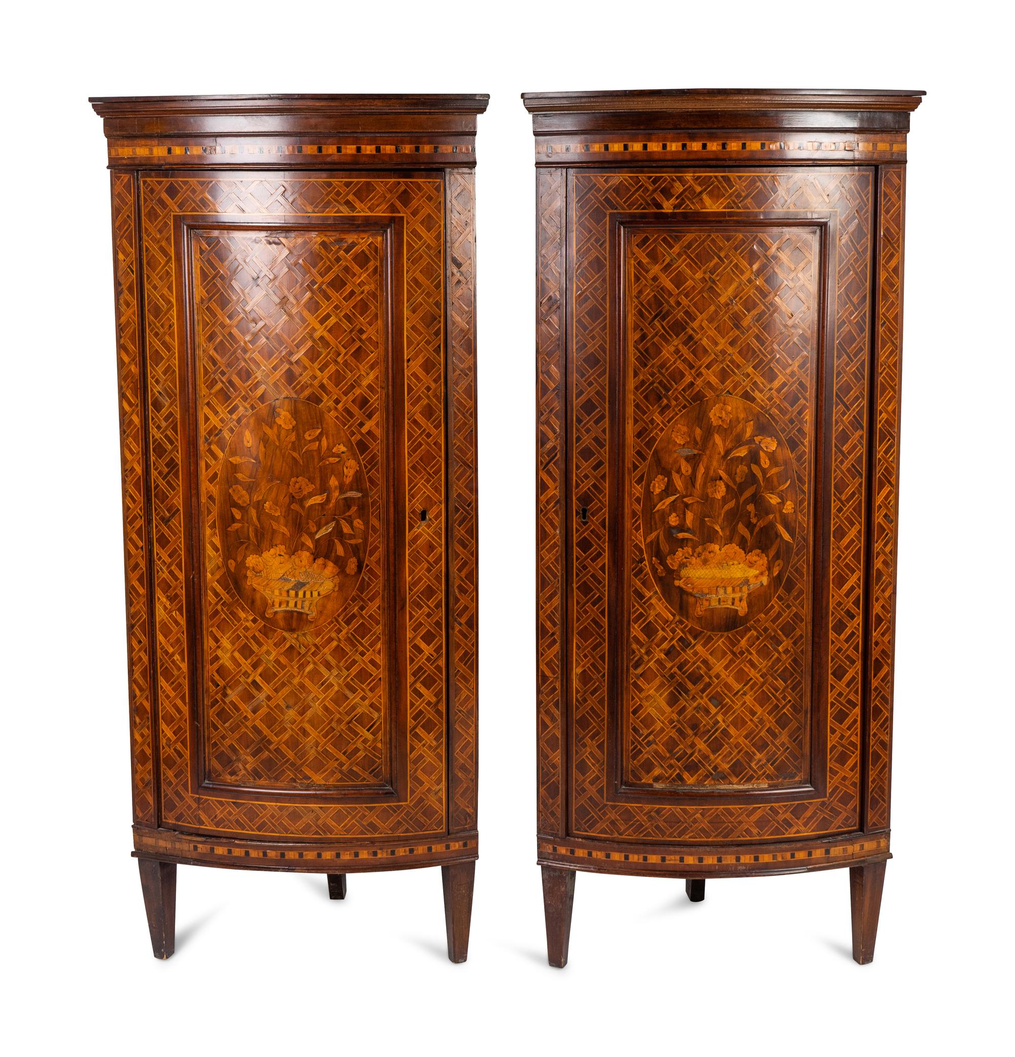 A Pair of Louis XVI Style Mahogany Corner Cabinets — LAST QUARTER 19TH CENTURY