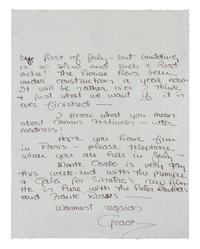 GRACE, Princesse de Monaco (1929-1982). Autographed letter signed ("Grace"), to Warner Brothers executive Richard Gully, Monaco, 1958.