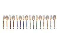 A Norwegian Enameled Silver Flatware Service
