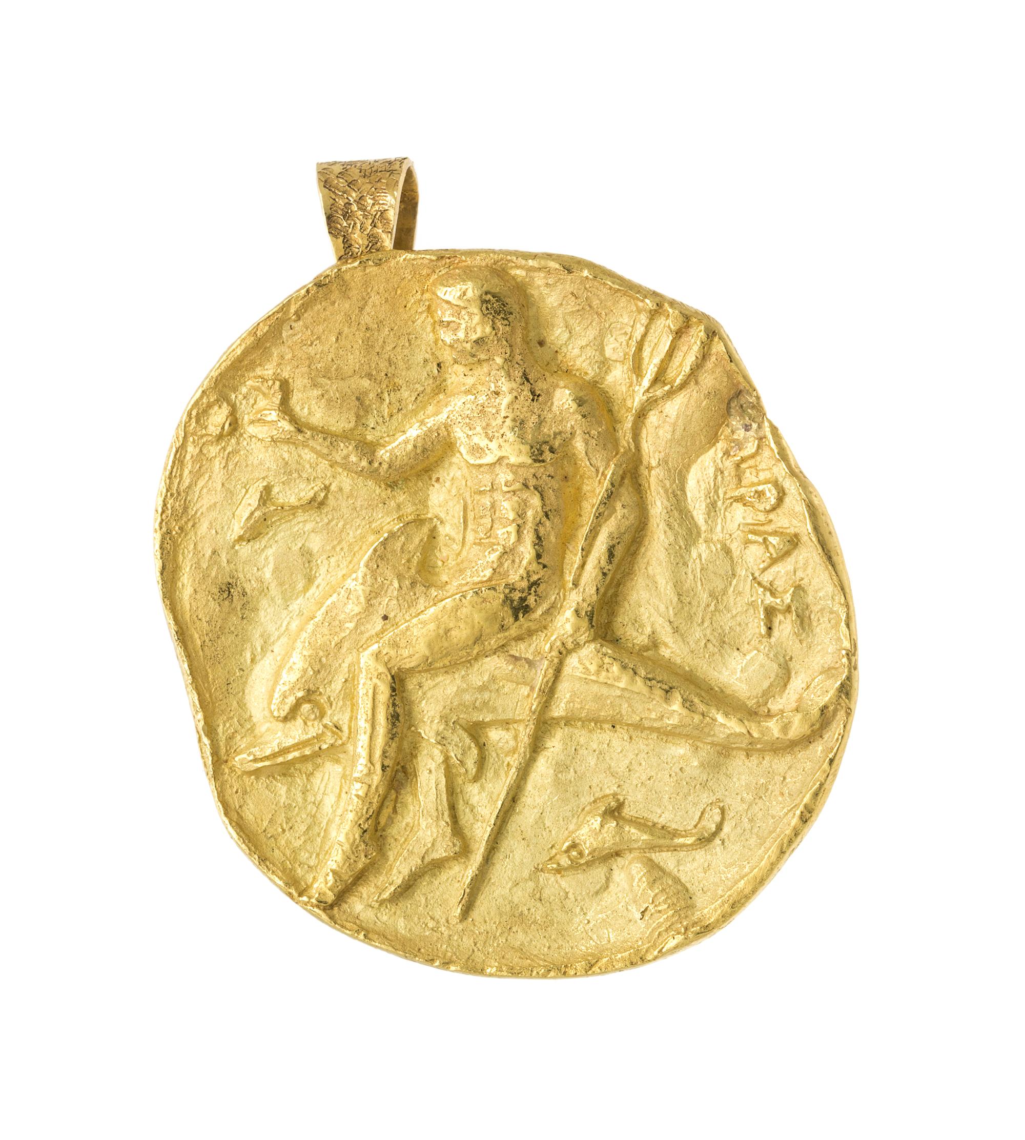 An 18 Karat Yellow Gold Greek Deity Pendant/Brooch, Greece, 11.10 dwts.