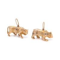YELLOW GOLD BULL AND BEAR PENDANTS