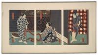 Kunisada (Toyokuni III, Japanese 1786-1864) Two Framed Kabuki Triptychs