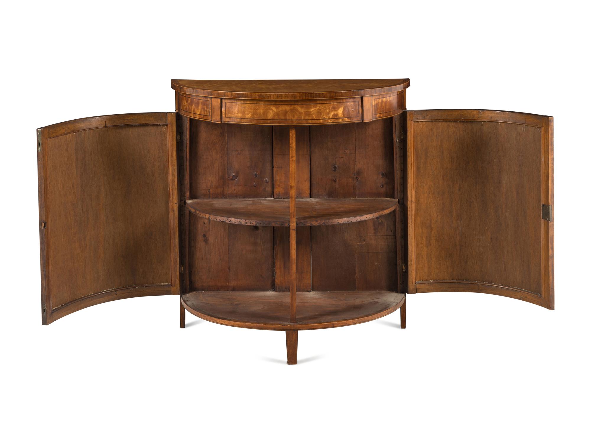 A George III Satinwood Demilune Side Cabinet
