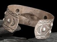 Navajo Stamped Ingot Cuff Bracelet, with Whirling Logs
