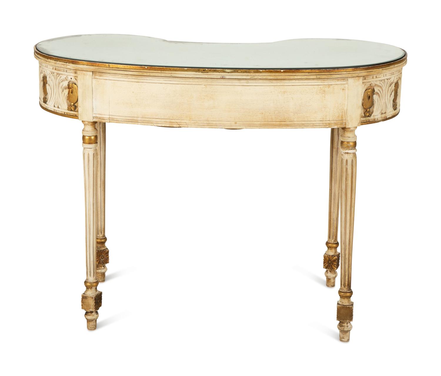 A Louis XVI Style Painted Reniform Dressing Table