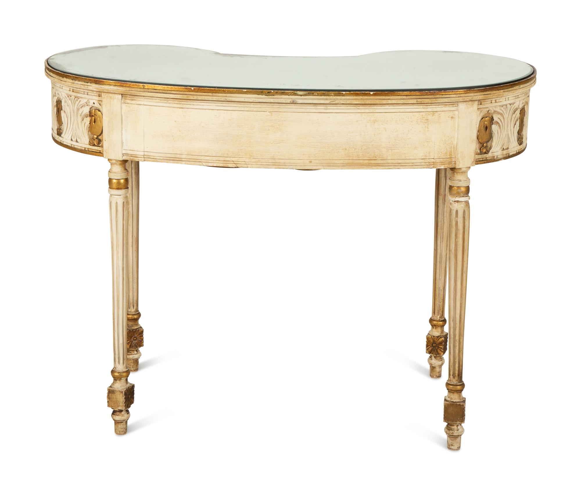 A Louis XVI Style Painted Reniform Dressing Table