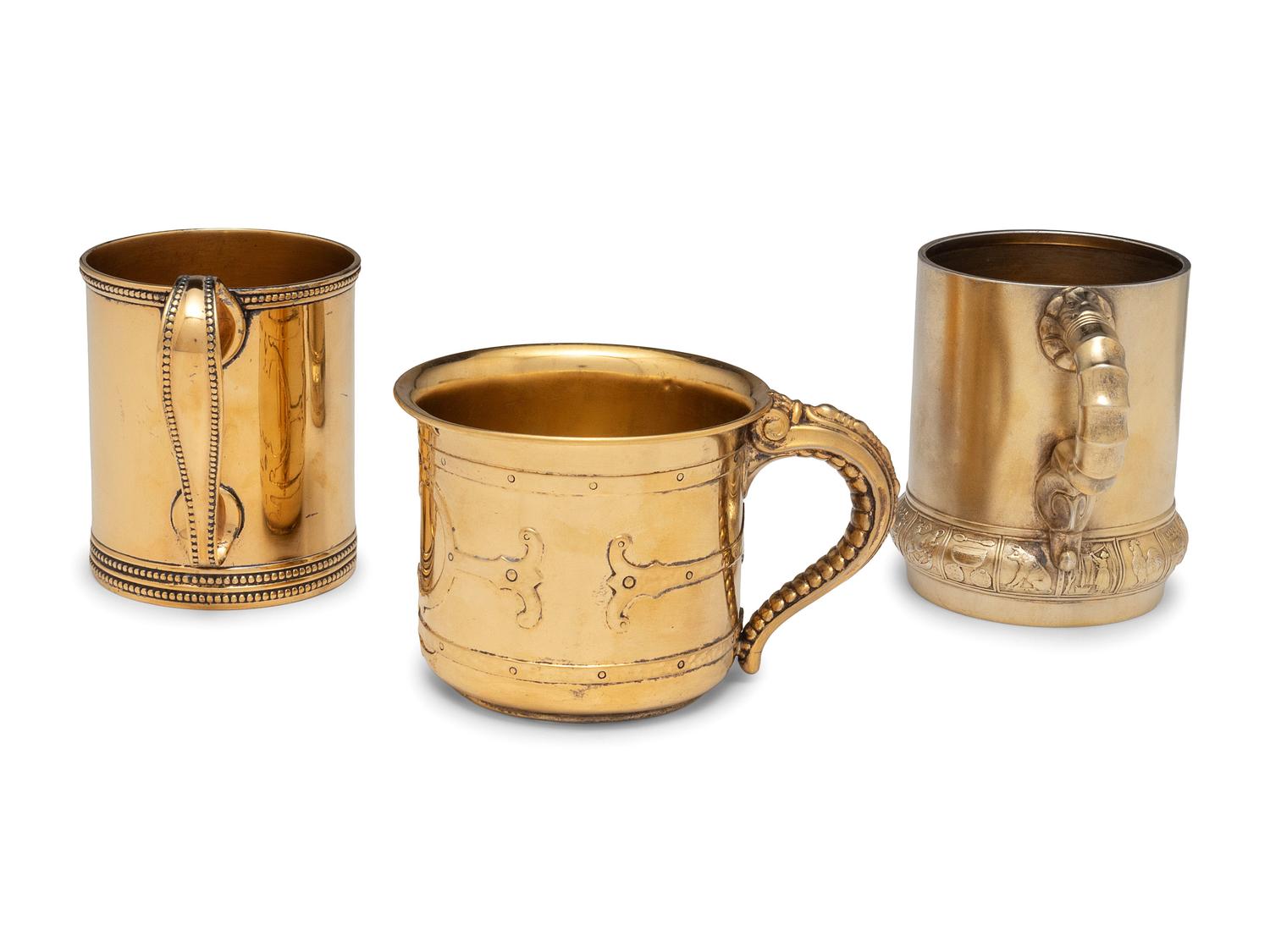 Three American Silver-Gilt Mugs