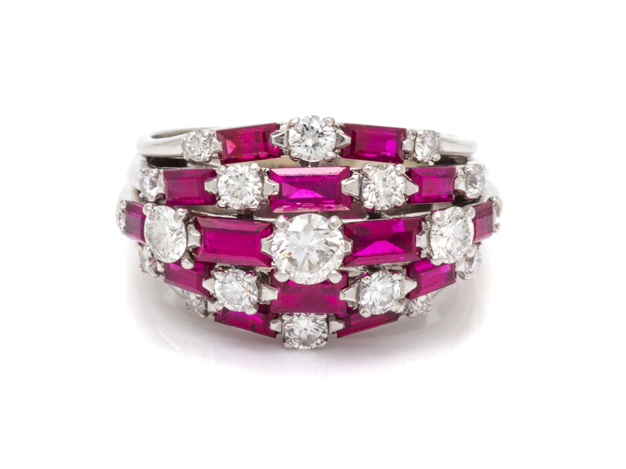 A Platinum, Diamond and Ruby Ring, Oscar Heyman Brothers, 7.10 dwts.
