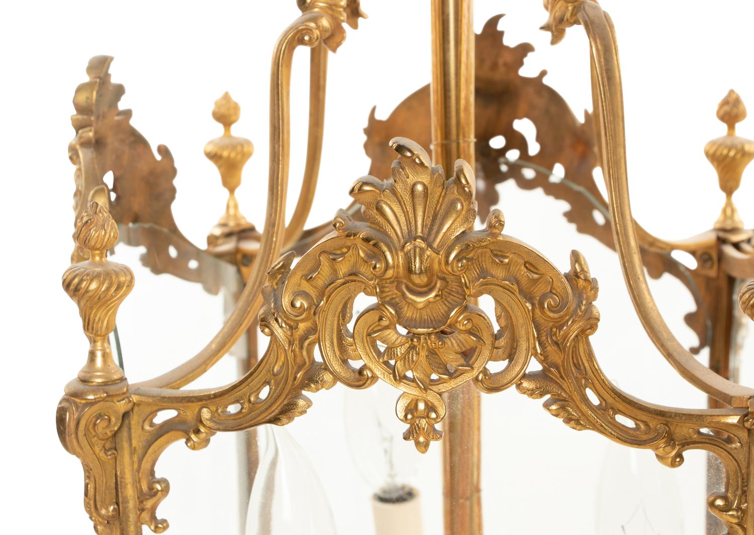 A Louis XVI Style Gilt Bronze Hall Lantern