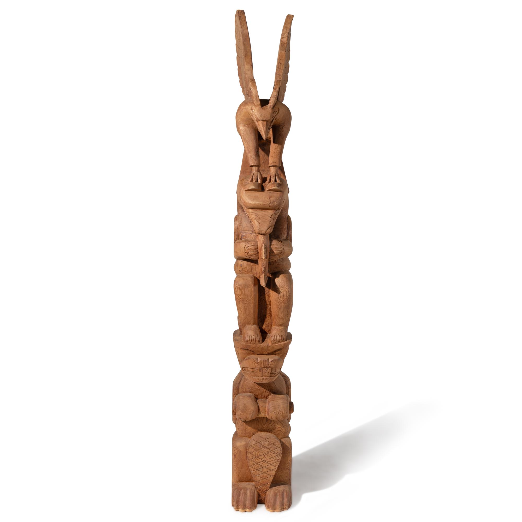Cicero August (Coastal Salish, b. 1940) — Monumental Carved Totem Pole