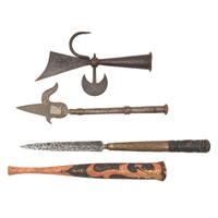 Lot of 3 Pole Arm Heads Including: Tombak, Halberd, and Ankus