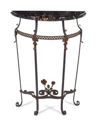 An Edgar Brandt-Style Iron Console and Mirror