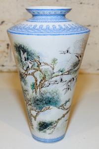 A Chinese Polychrome Painted Egg Shell Porcelain Vase Height 9 1/2 inches.