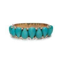LAYKIN ET CIE, YELLOW GOLD, TURQUOISE AND DIAMOND BANGLE BRACELET