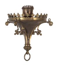 A Continental Brass and Frosted Glass Hall Lantern