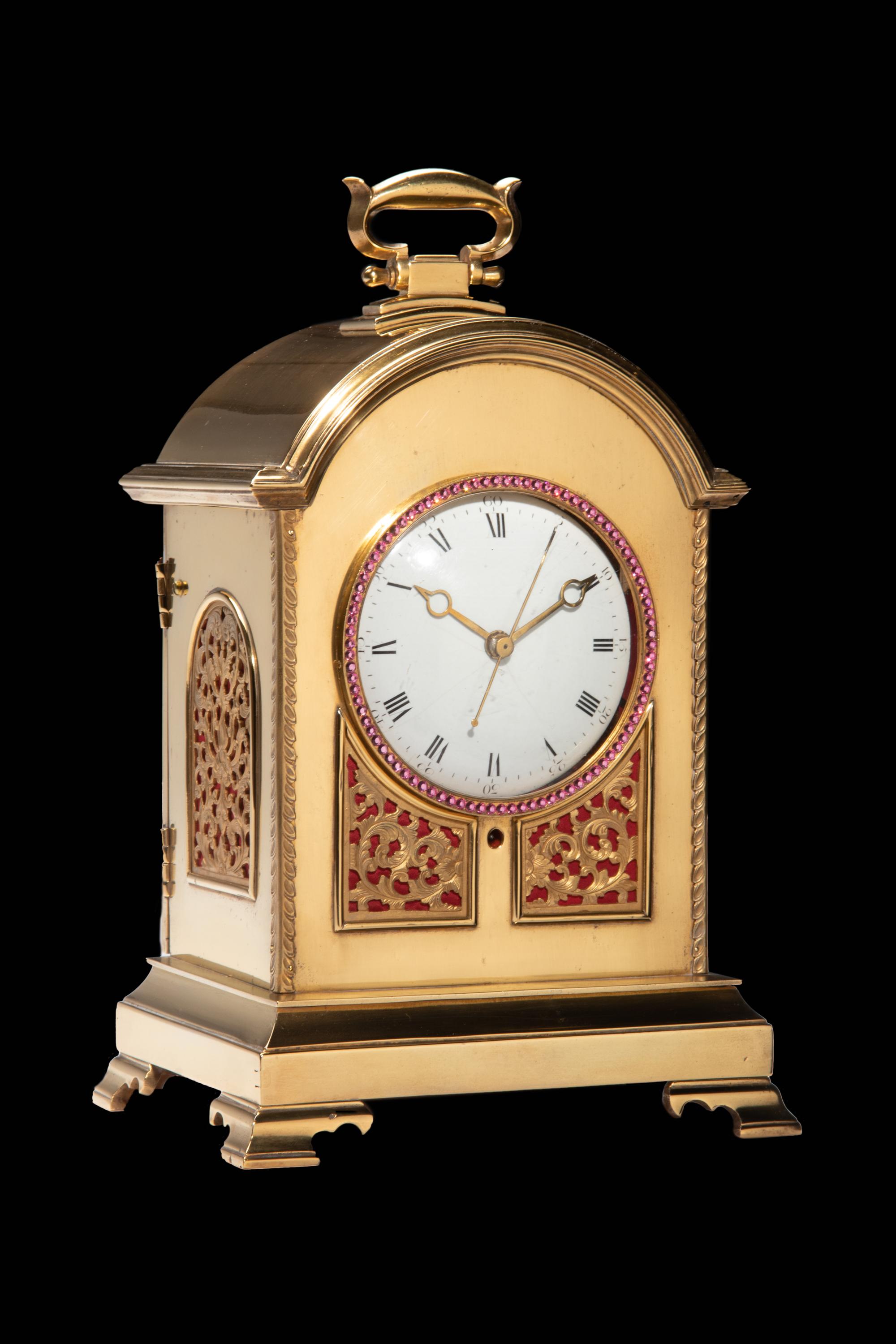 A Chinese Jeweled Gilt Bronze Clock