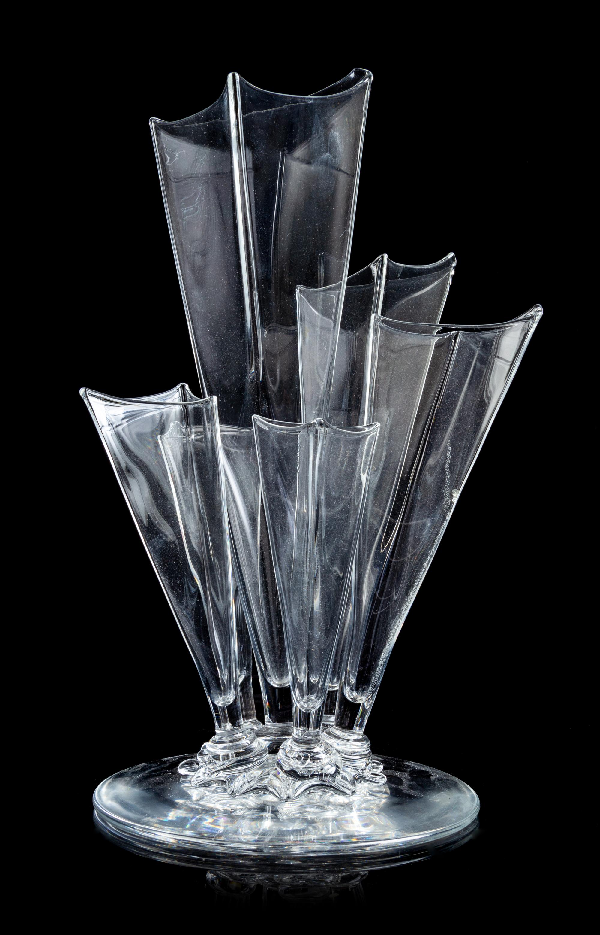 Steuben, American, Mid 20th Century, Six Prong Vase