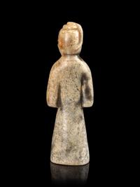 A Calcified Jade Figure of a Male Attendant
