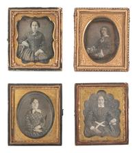 [EARLY PHOTOGRAPHY]. 25 sixth plate daguerreotypes of young women, some posed with books and other objects.