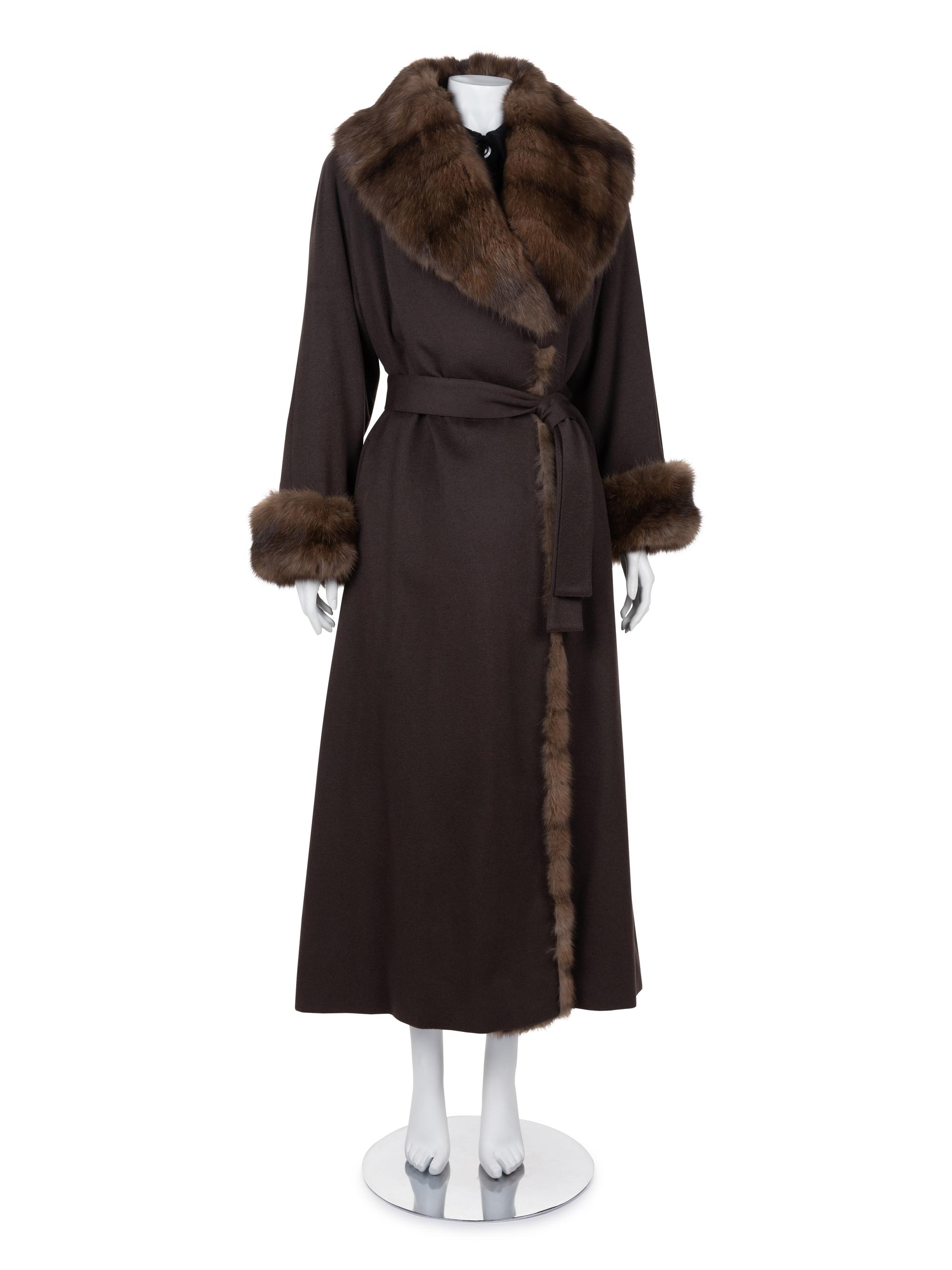 J. Mendel Russian Barguzine Sable Trimmed Cashmere Coat