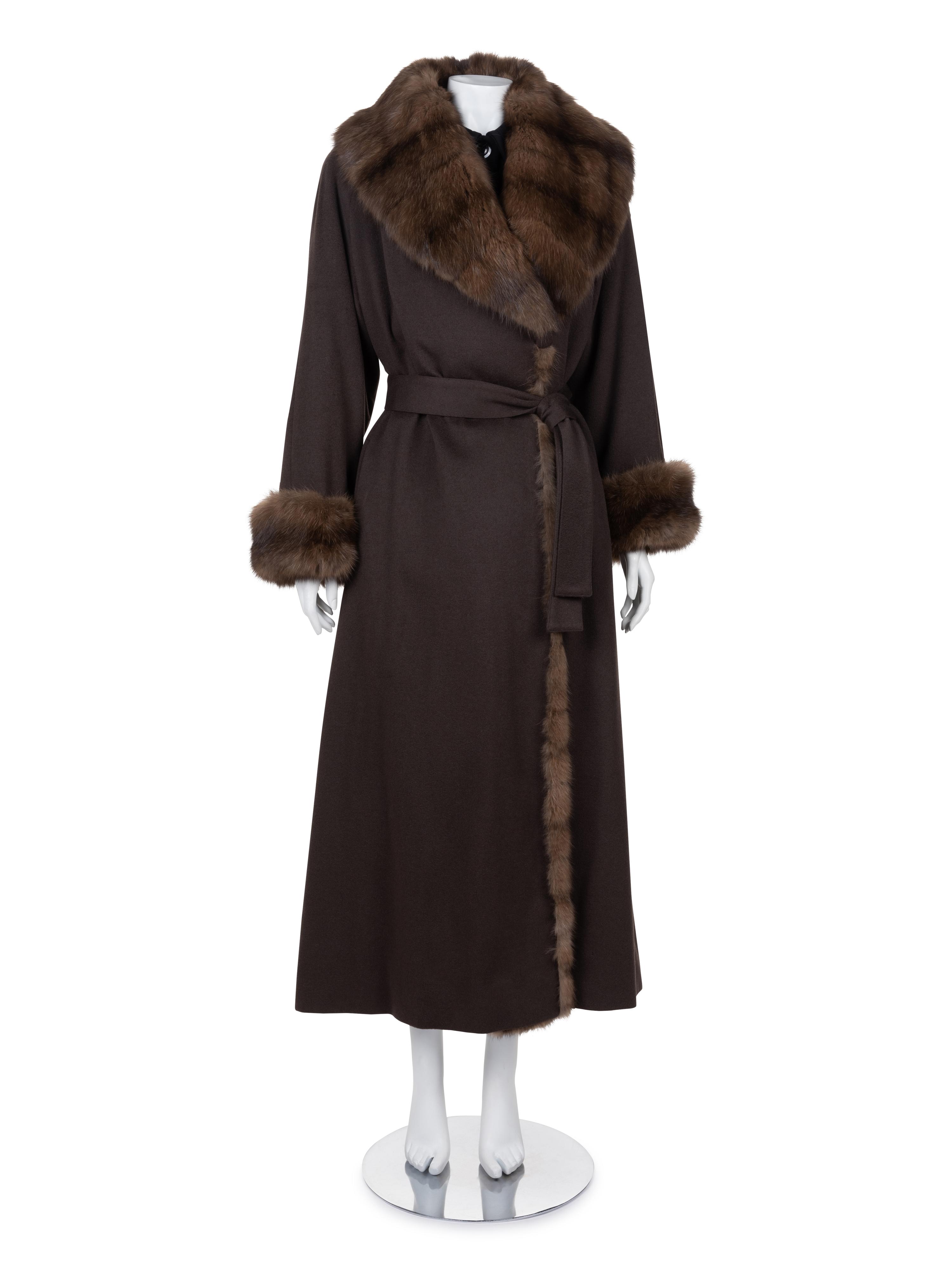 J. Mendel Russian Barguzine Sable Trimmed Cashmere Coat