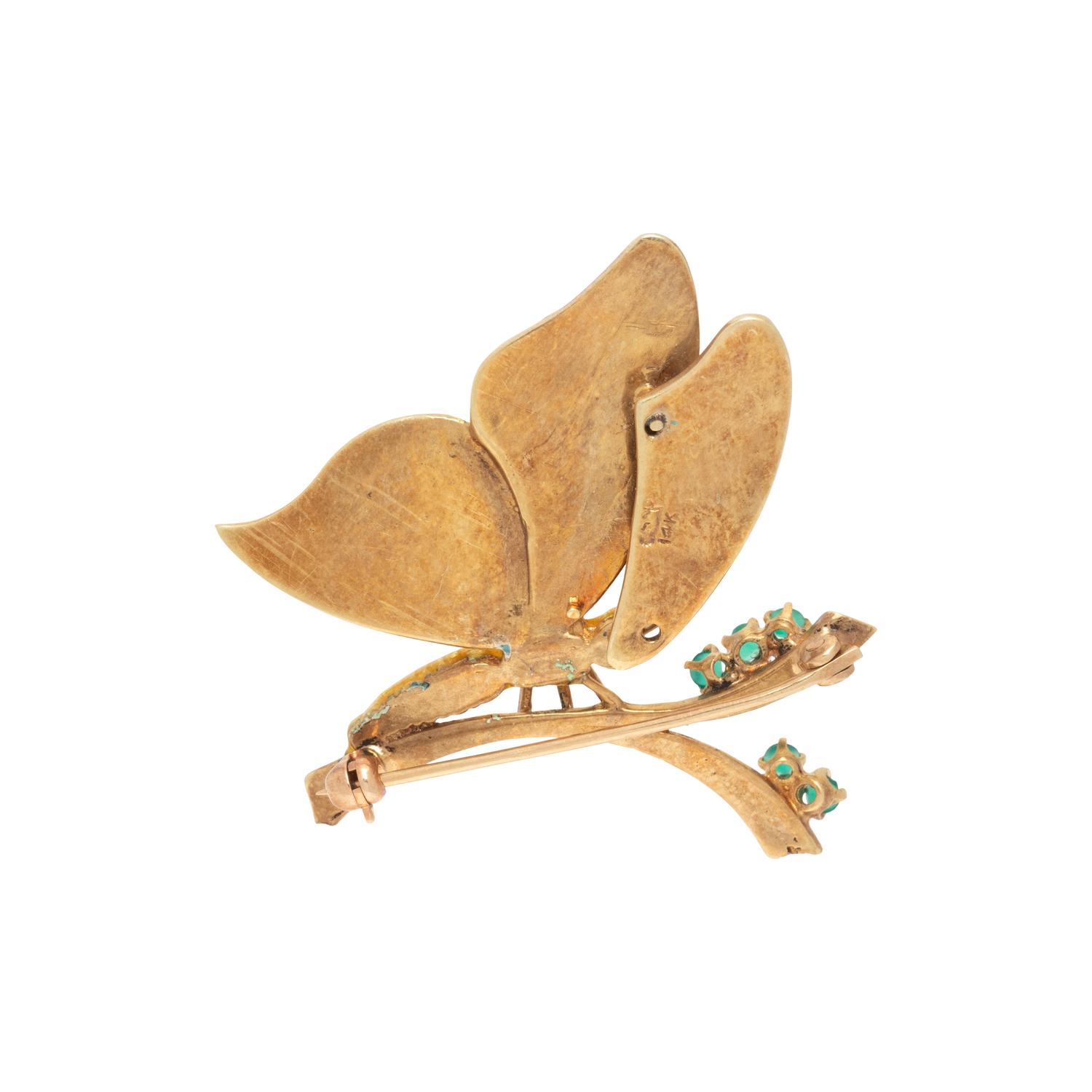 YELLOW GOLD AND ENAMEL BUTTERFLY PIN