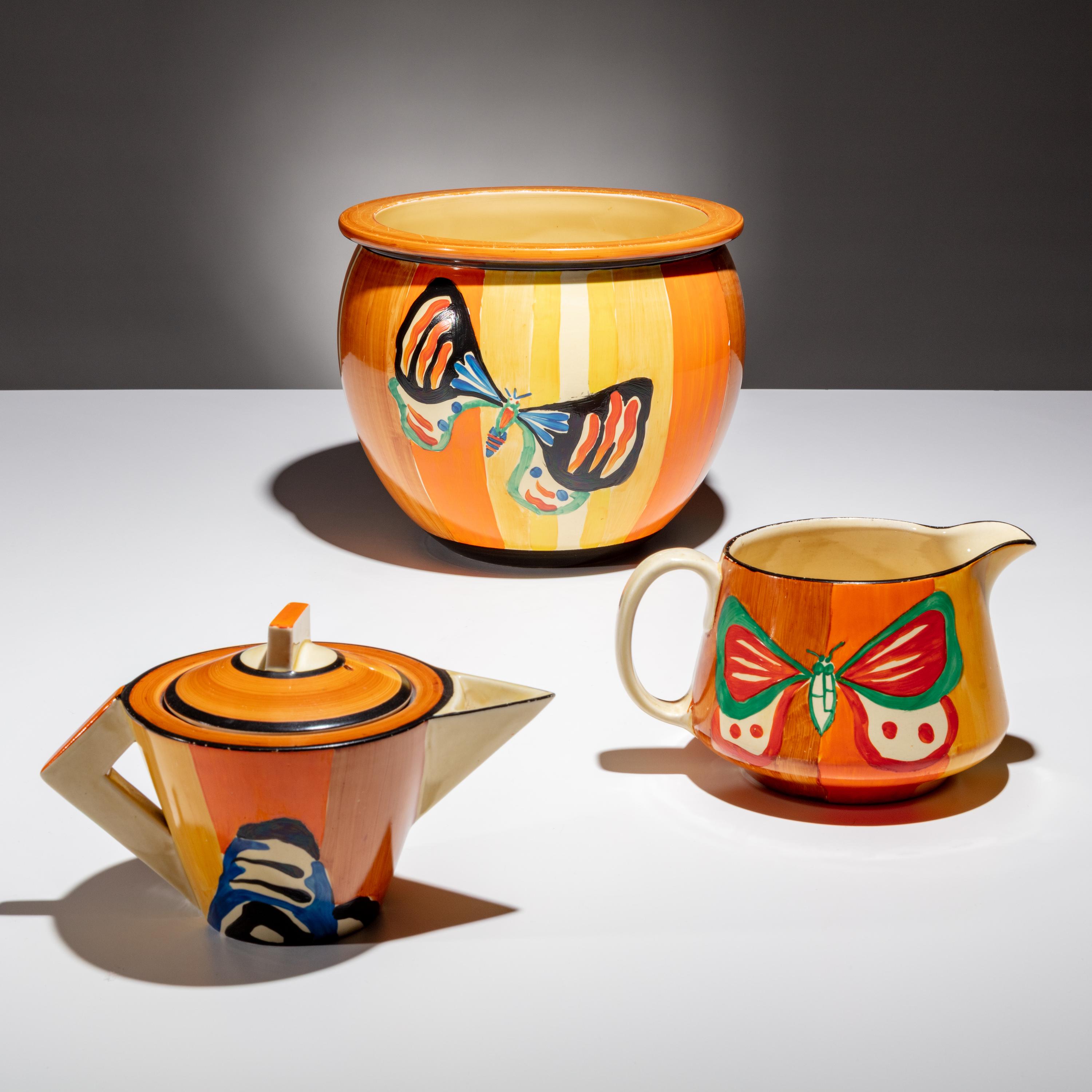 Clarice Cliff (English, 1899–1972) — Three Butterfly pattern Pieces