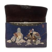 Three Japanese Painted Leather Tobacco Purses