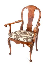 A George I Style Burlwood Open Armchair — EARLY 20TH CENTURY