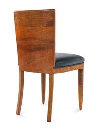 A Set of Six Art Deco Burl Wood Dining Chairs