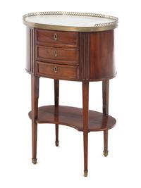 A Louis XVI Style Mahogany Marble-Top Side Table