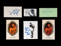 A Group of Six Heavyweight Boxing Champion Signed Autograph Items Including Evander Holyfield and George Foreman,