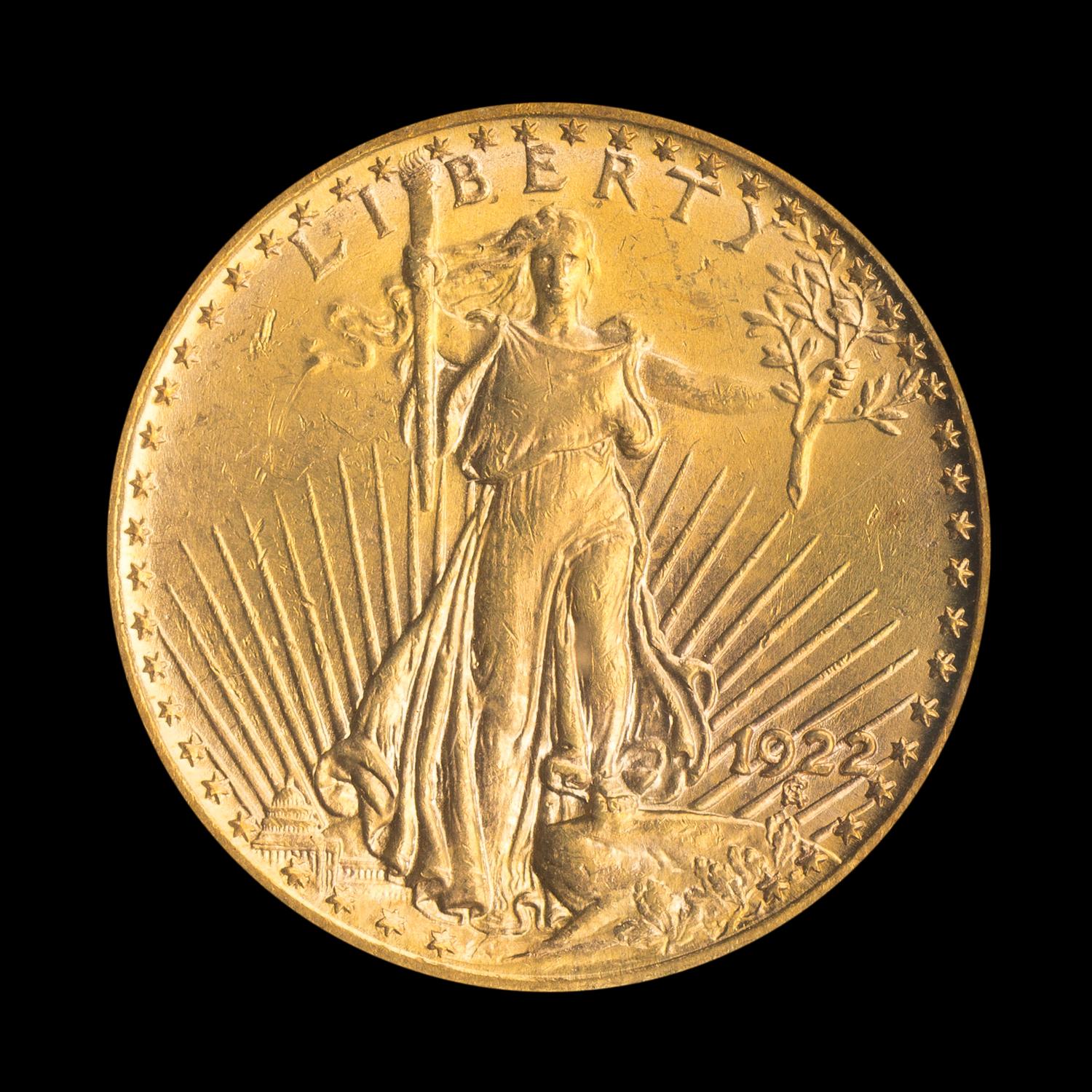 A United States 1922 St. Gaudens $20 Gold Coin