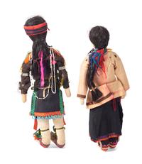 Osage Dolls, with Traditional Ribbonwork Dress