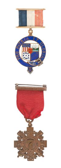 [CIVIL WAR]. Pair of medals presented to Lieutenant Charles W. Sy, including NY Faithful Service medal and pre-war gold regimental medal from the 8th NY National Guard.