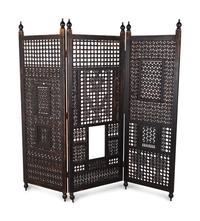 An Indian Pierced Carved Teak Three-Panel Floor Screen — 20TH CENTURY