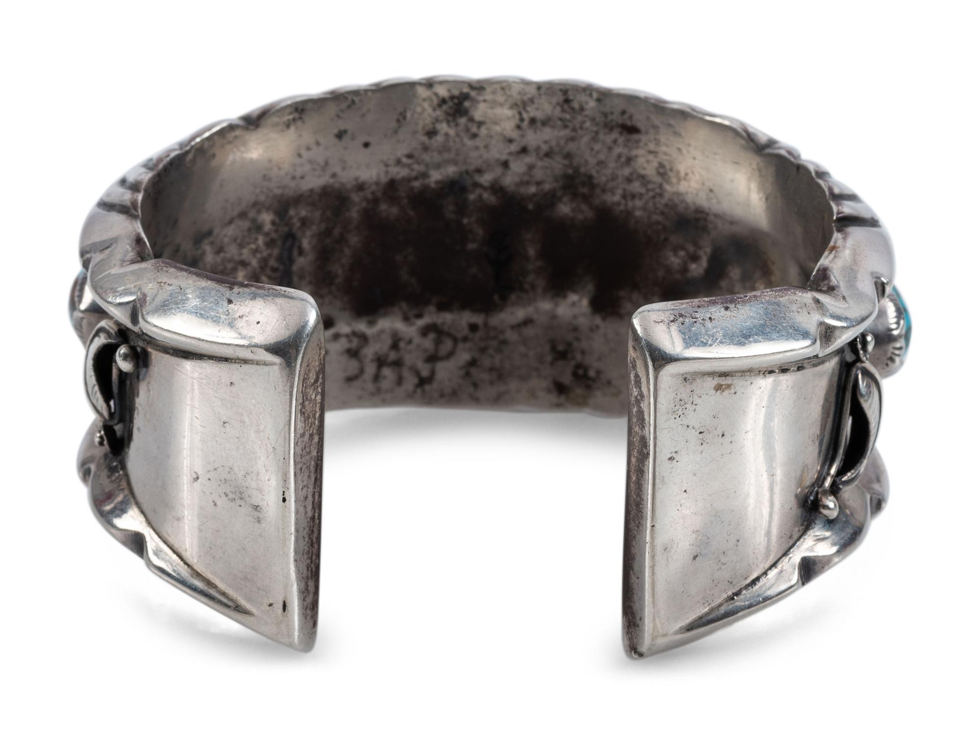 Navajo Silver and Lone Mountain Turquoise Cuff Bracelet