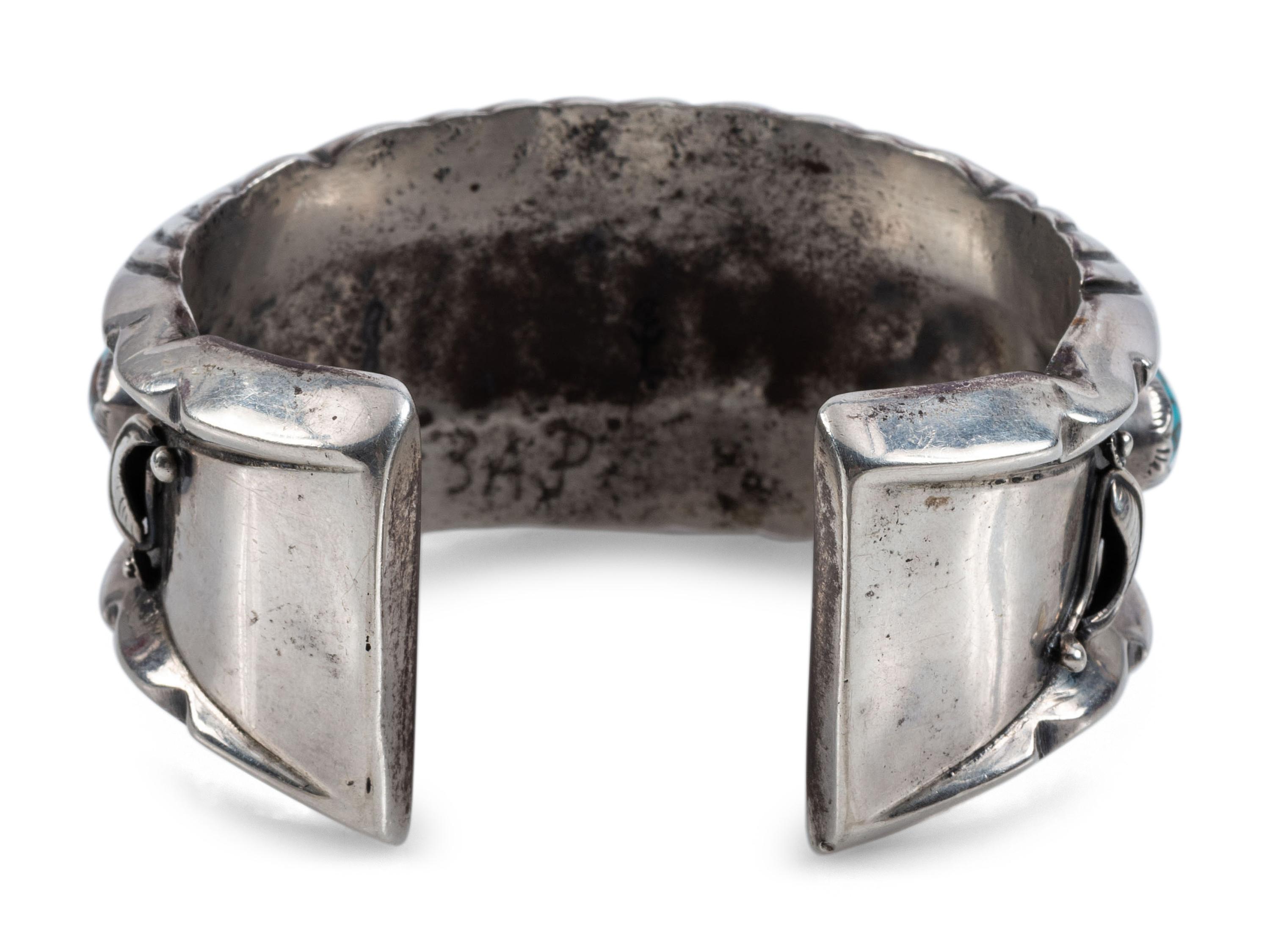 Navajo Silver and Lone Mountain Turquoise Cuff Bracelet