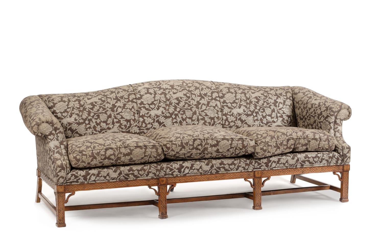 A Chinese Chippendale Style Sofa Width 86 inches.