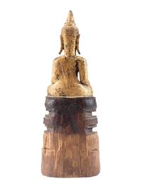 A Carved Giltwood Seated Buddha Figure