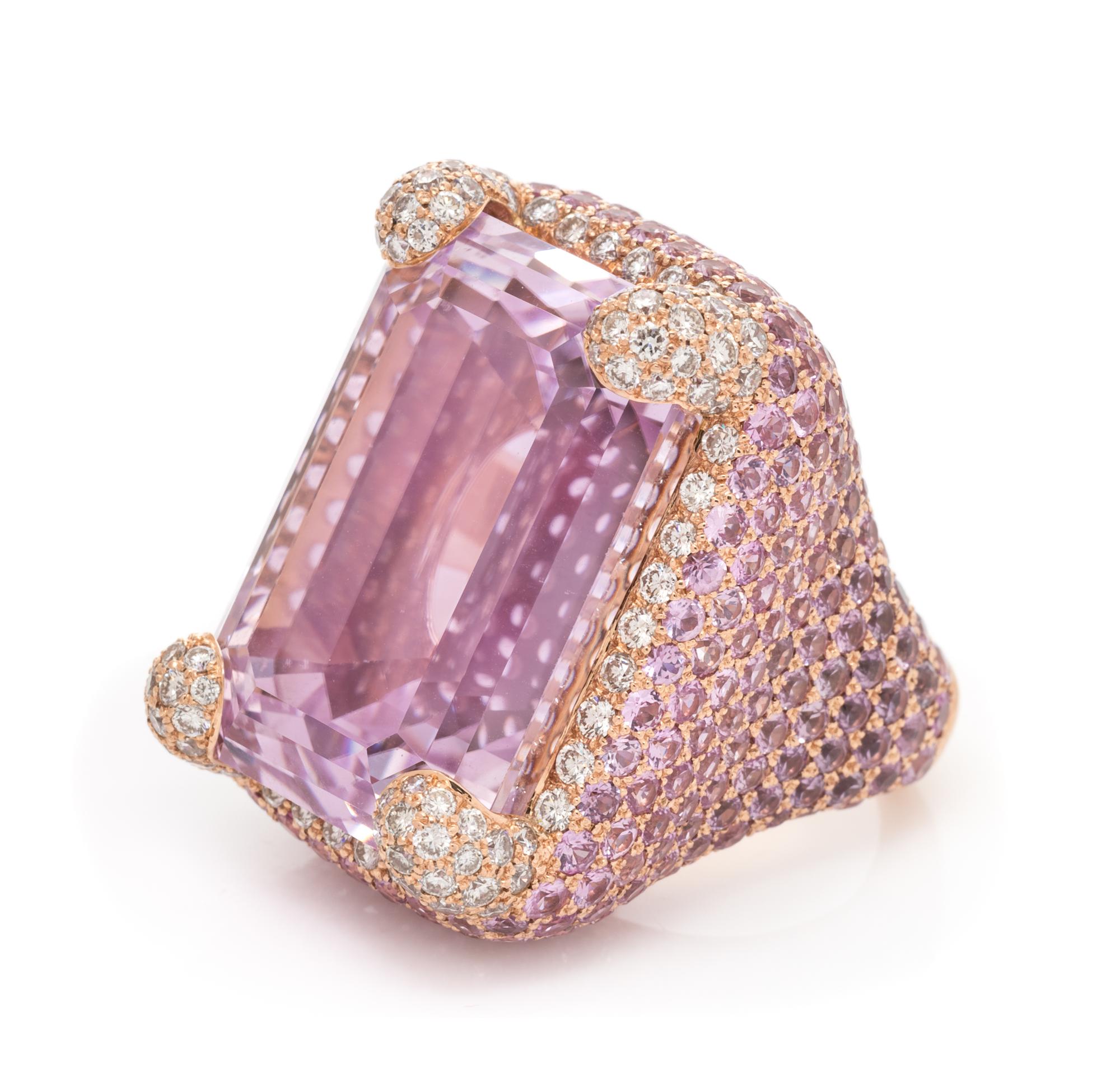 An 18 Karat Rose Gold, Kunzite, Pink Sapphire and Diamond Ring, Michele della Valle, 25.60 dwts.