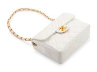 Chanel White Quilted Leather Mini Flap Bag, 1997-99