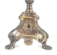 A Pair of Continental Brass Tripod Base Pricket Sticks
