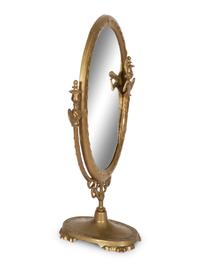 An Art Nouveau Silvered Metal Dressing Table Mirror — 20th Century