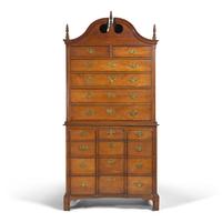 A Chippendale Cherry Block-Front Chest-on-Chest