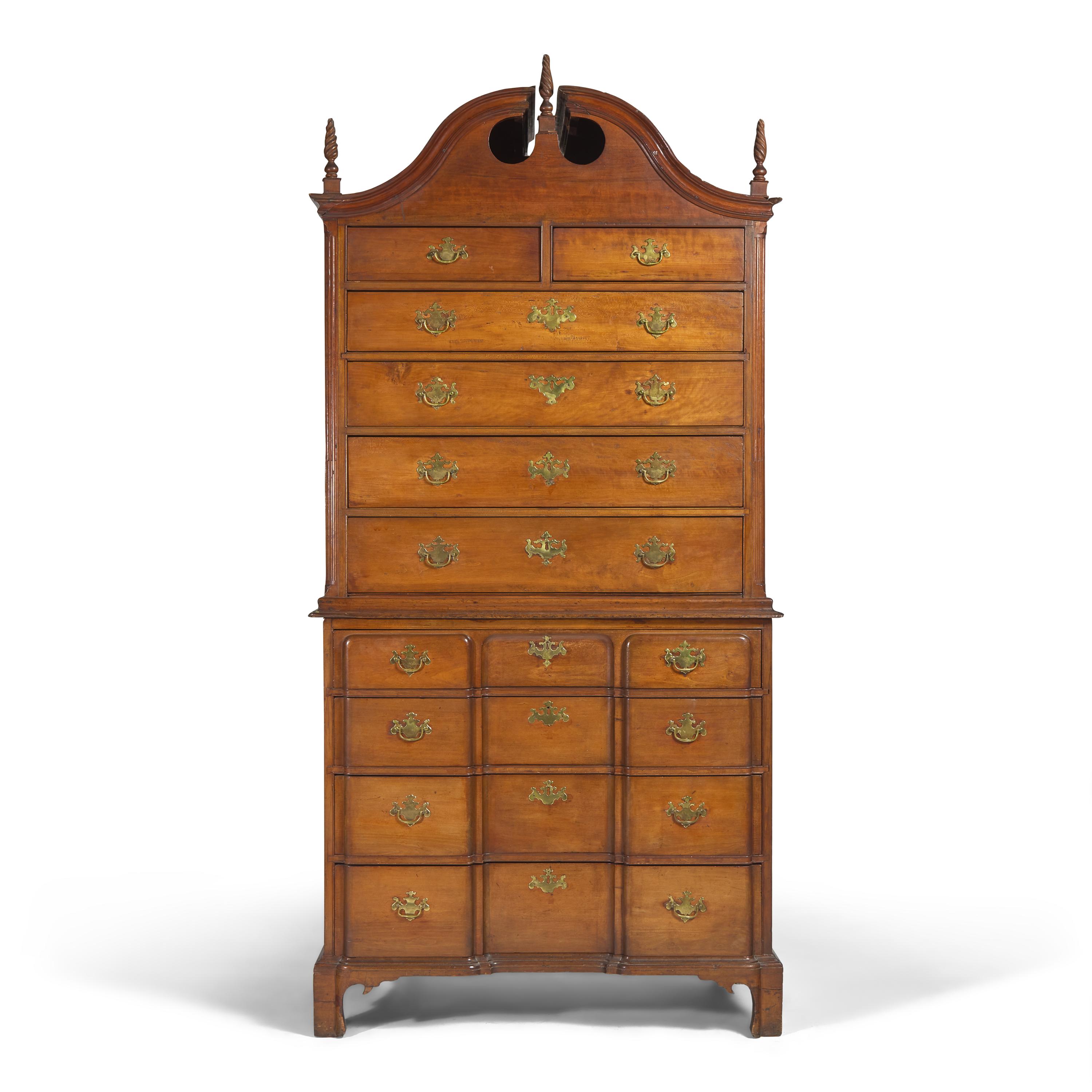 A Chippendale Cherry Block-Front Chest-on-Chest